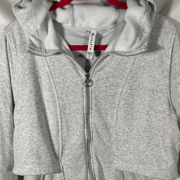 Athleta Light Gray Hooded Zip-Up Jacket SZ L - Picture 5 of 8